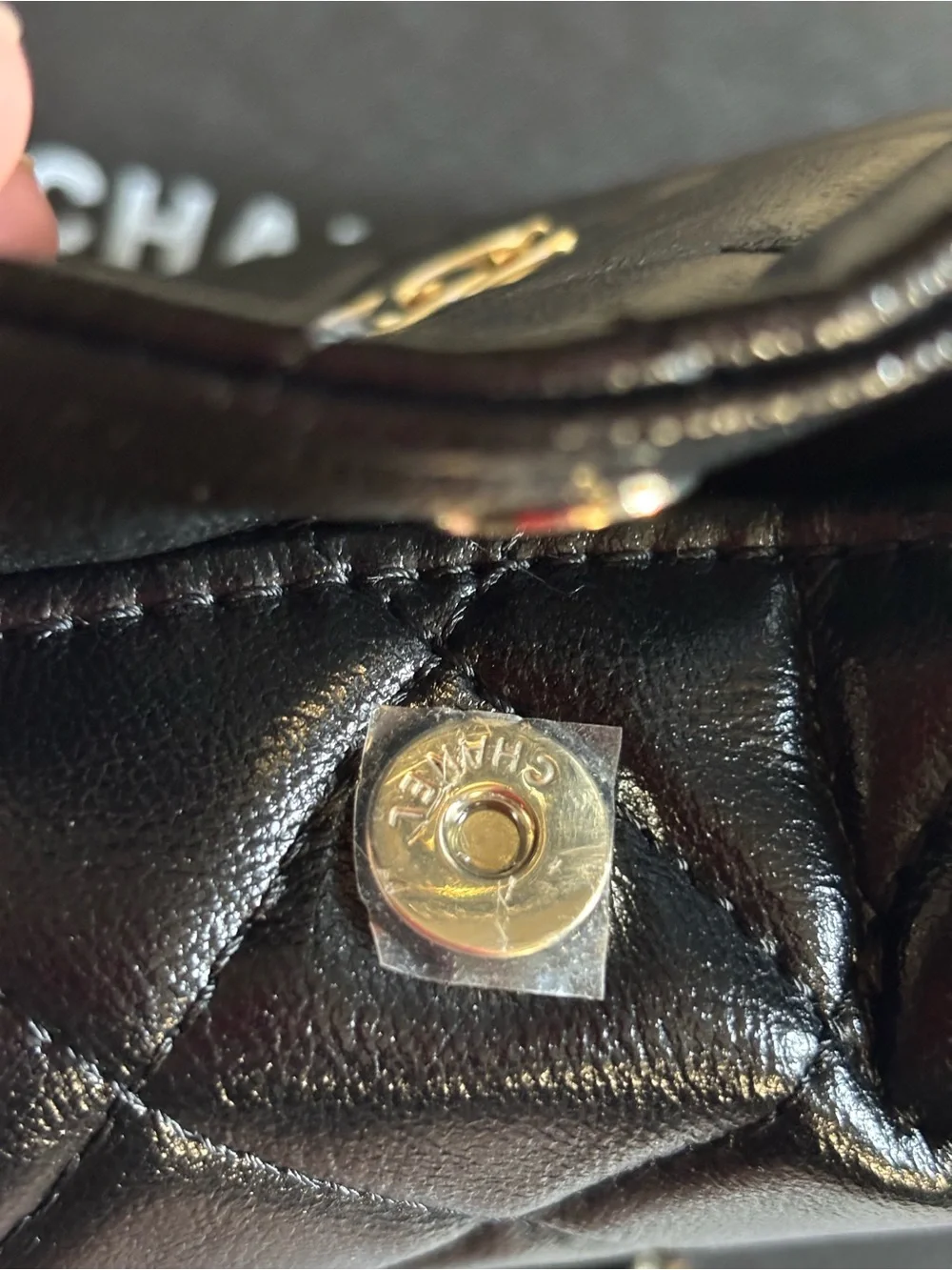 CC Black Beauty Quilted Makeup Shoulder Bag with Gold Chain